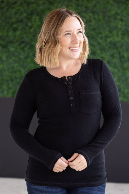 Michelle Mae Georgia Long Sleeve Top - Black