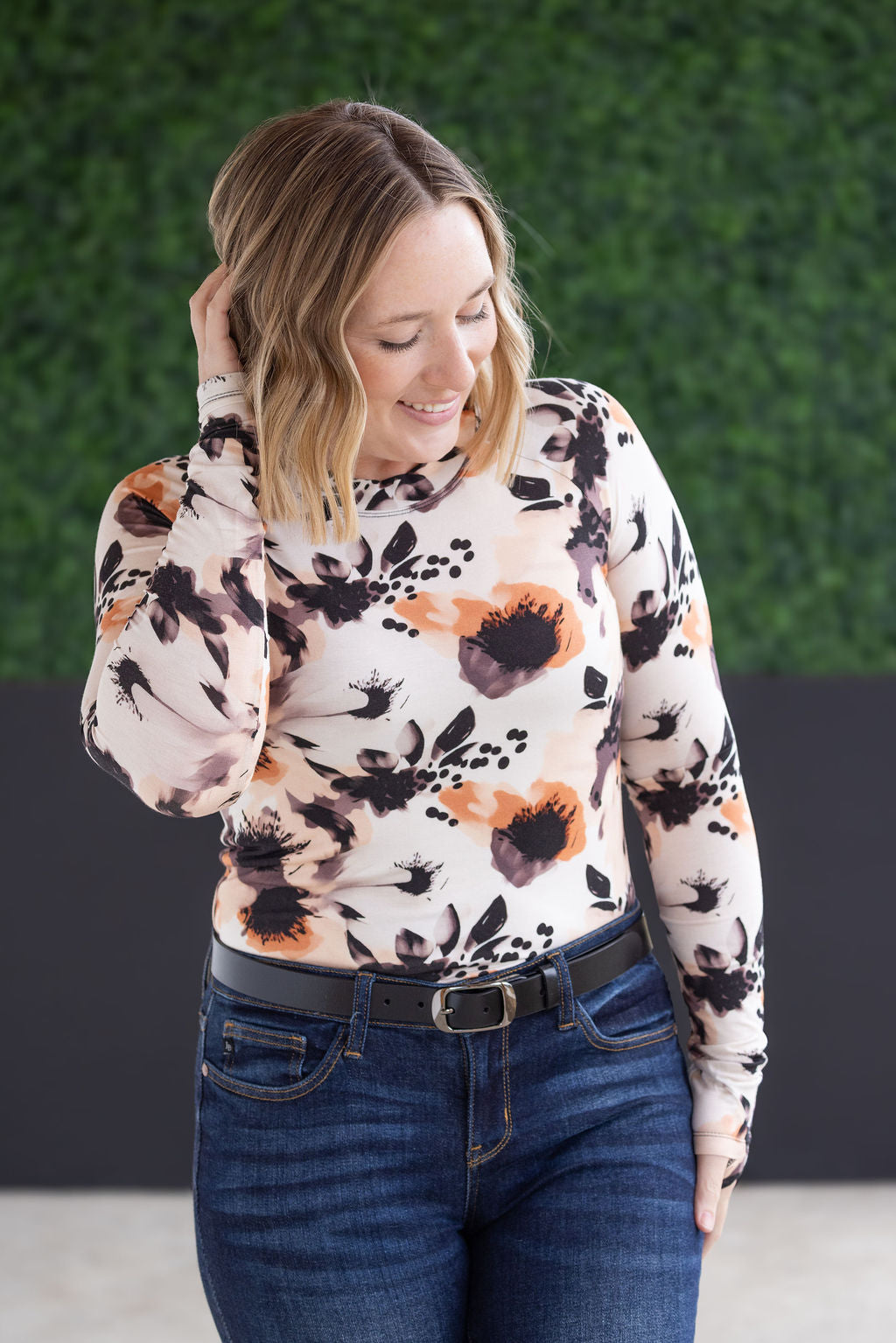 Michelle Mae Blair Long Sleeve Top - Neutral Abstract