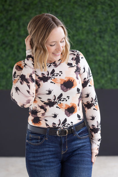 Michelle Mae Blair Long Sleeve Top - Neutral Abstract