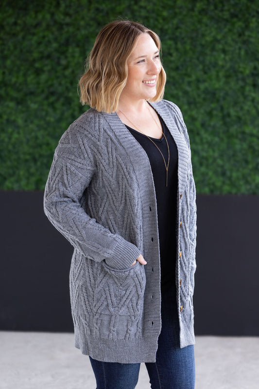 Michelle Mae Brooks Button Sweater Cardigan - Grey