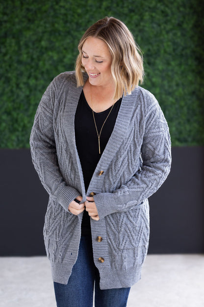 Michelle Mae Brooks Button Sweater Cardigan - Grey