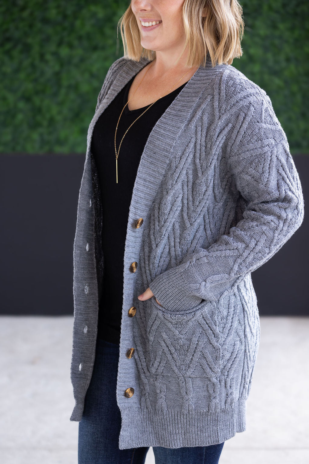 Michelle Mae Brooks Button Sweater Cardigan - Grey