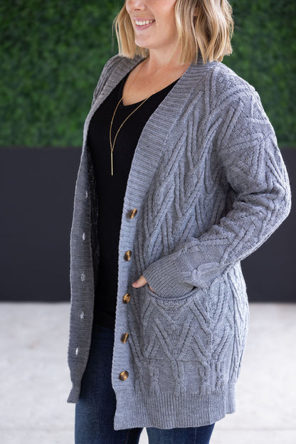Michelle Mae Brooks Button Sweater Cardigan - Grey