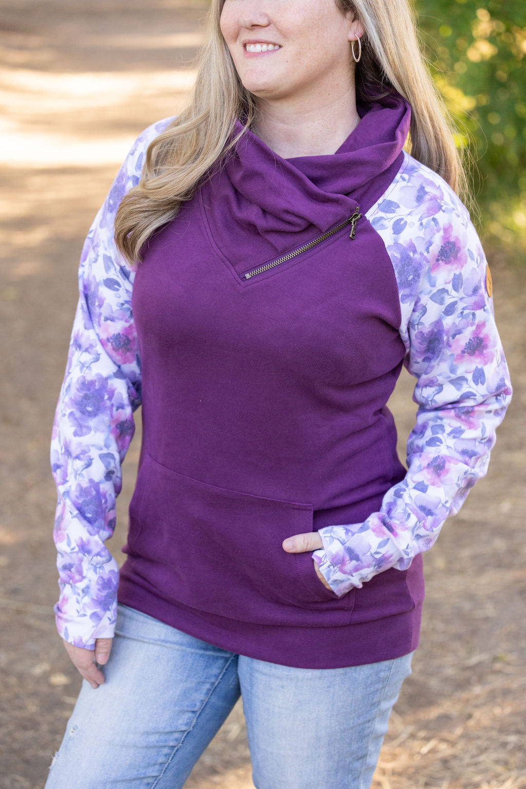 Michelle Mae Zoey ZipCowl - Plum and Purple Floral