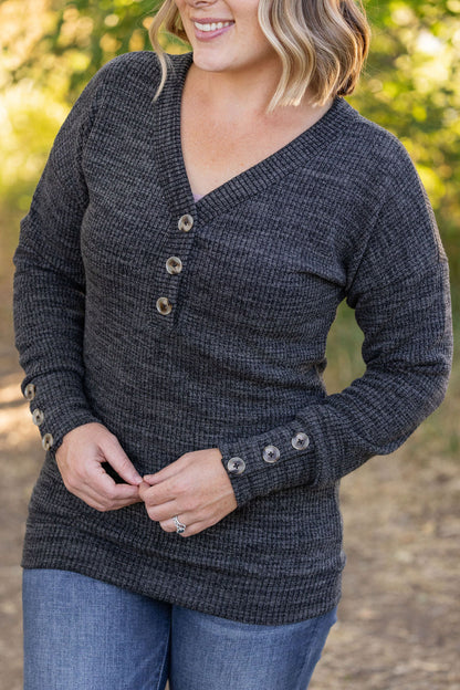 Michelle Mae Brittney Button Sweater - Charcoal