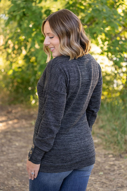 Michelle Mae Brittney Button Sweater - Charcoal