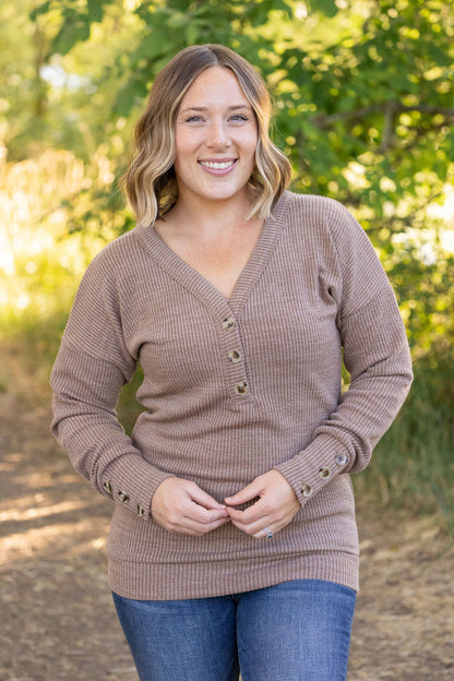 Michelle Mae Brittney Button Sweater - Mocha