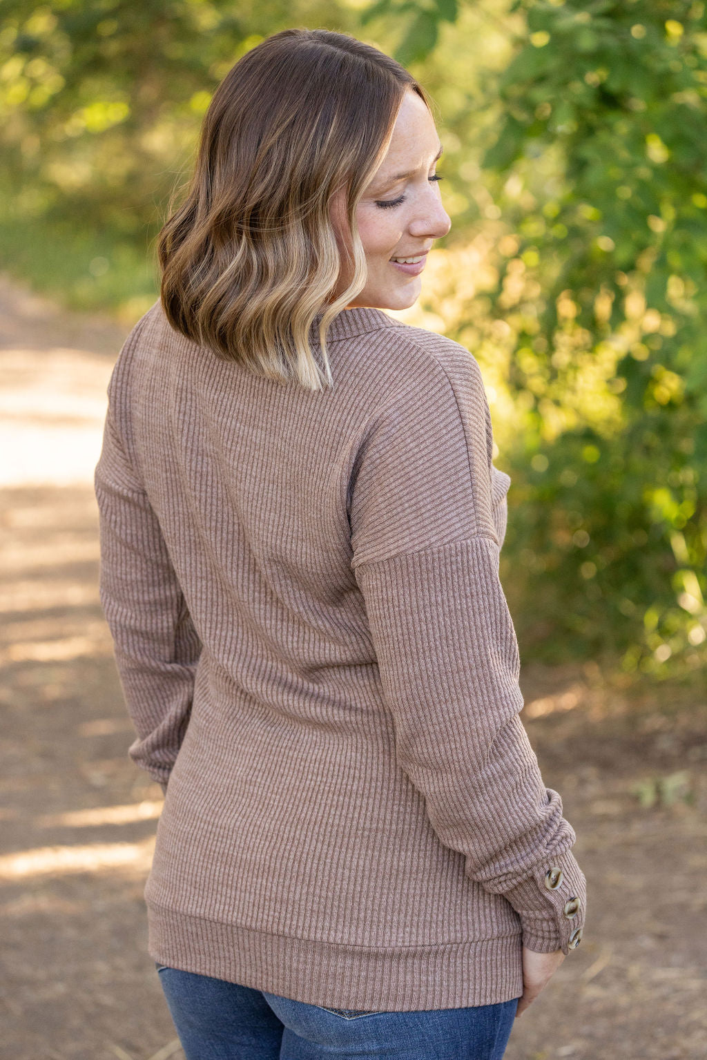 Michelle Mae Brittney Button Sweater - Mocha