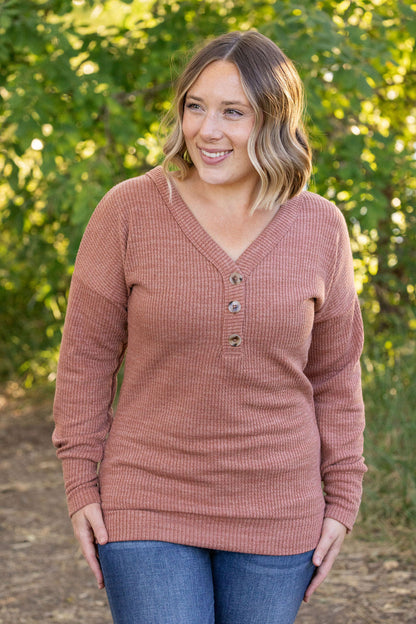 Michelle Mae Brittney Button Sweater - Terra Cotta