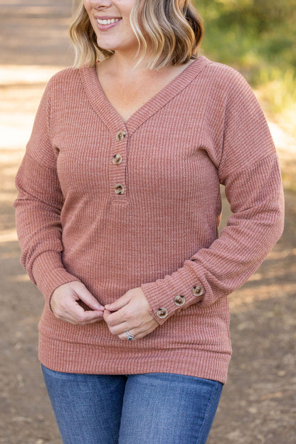 Michelle Mae Brittney Button Sweater - Terra Cotta