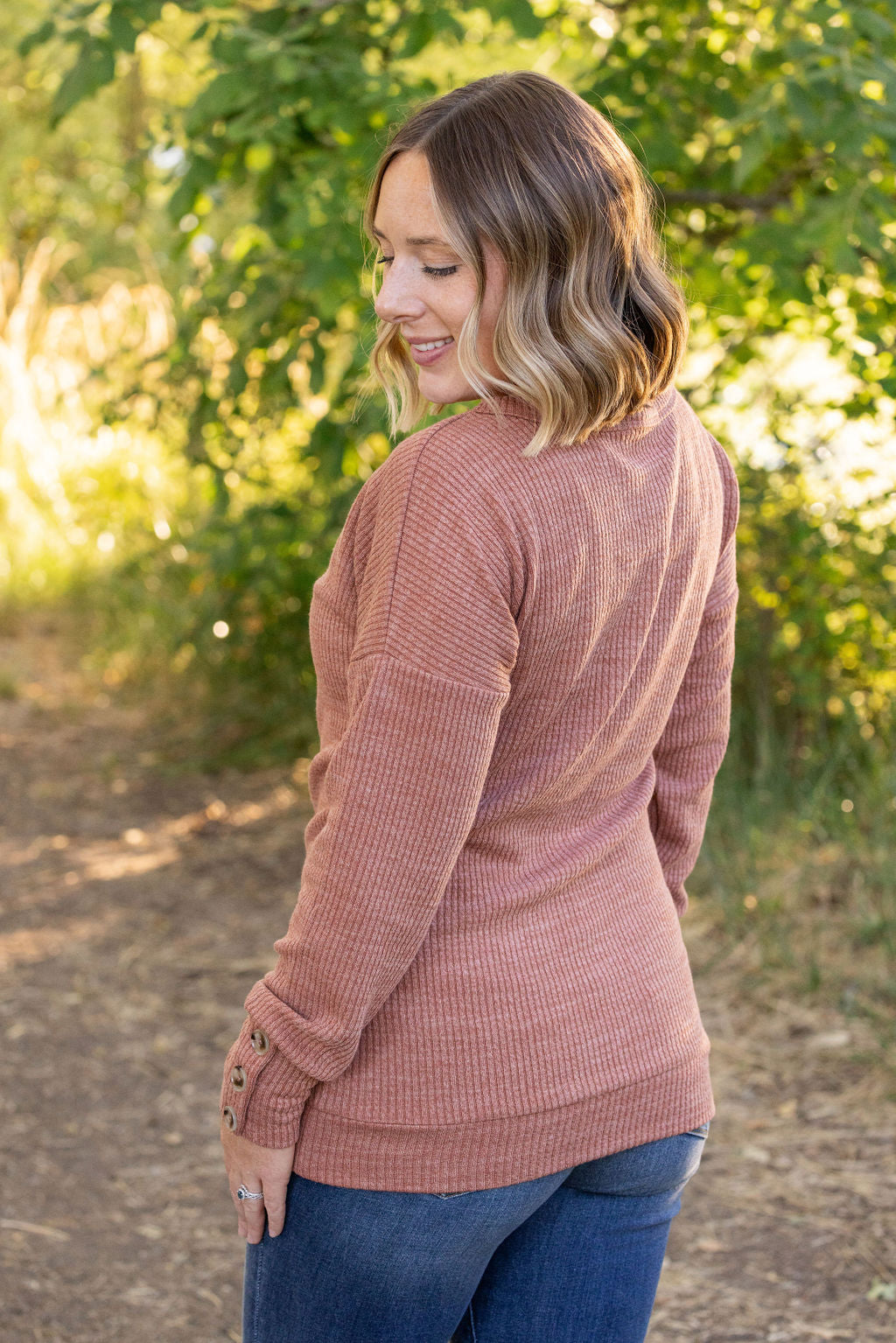 Michelle Mae Brittney Button Sweater - Terra Cotta