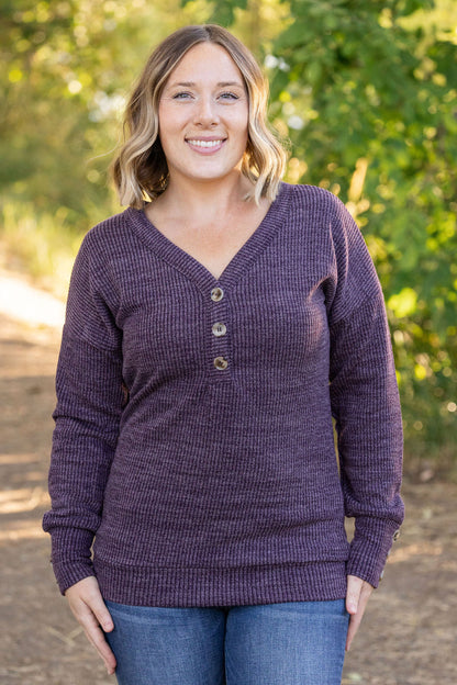 Michelle Mae Brittney Button Sweater - Purple