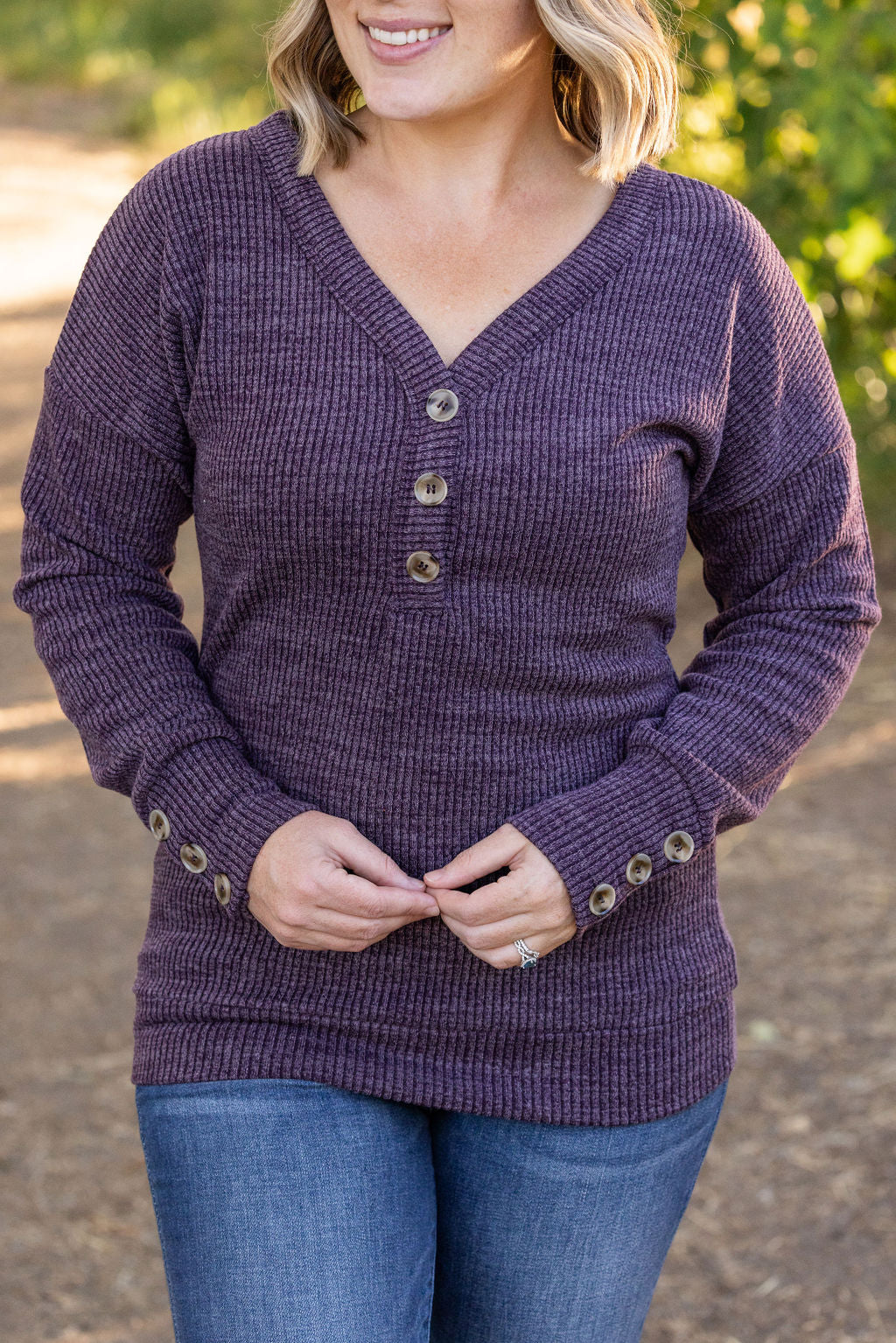 Michelle Mae Brittney Button Sweater - Purple