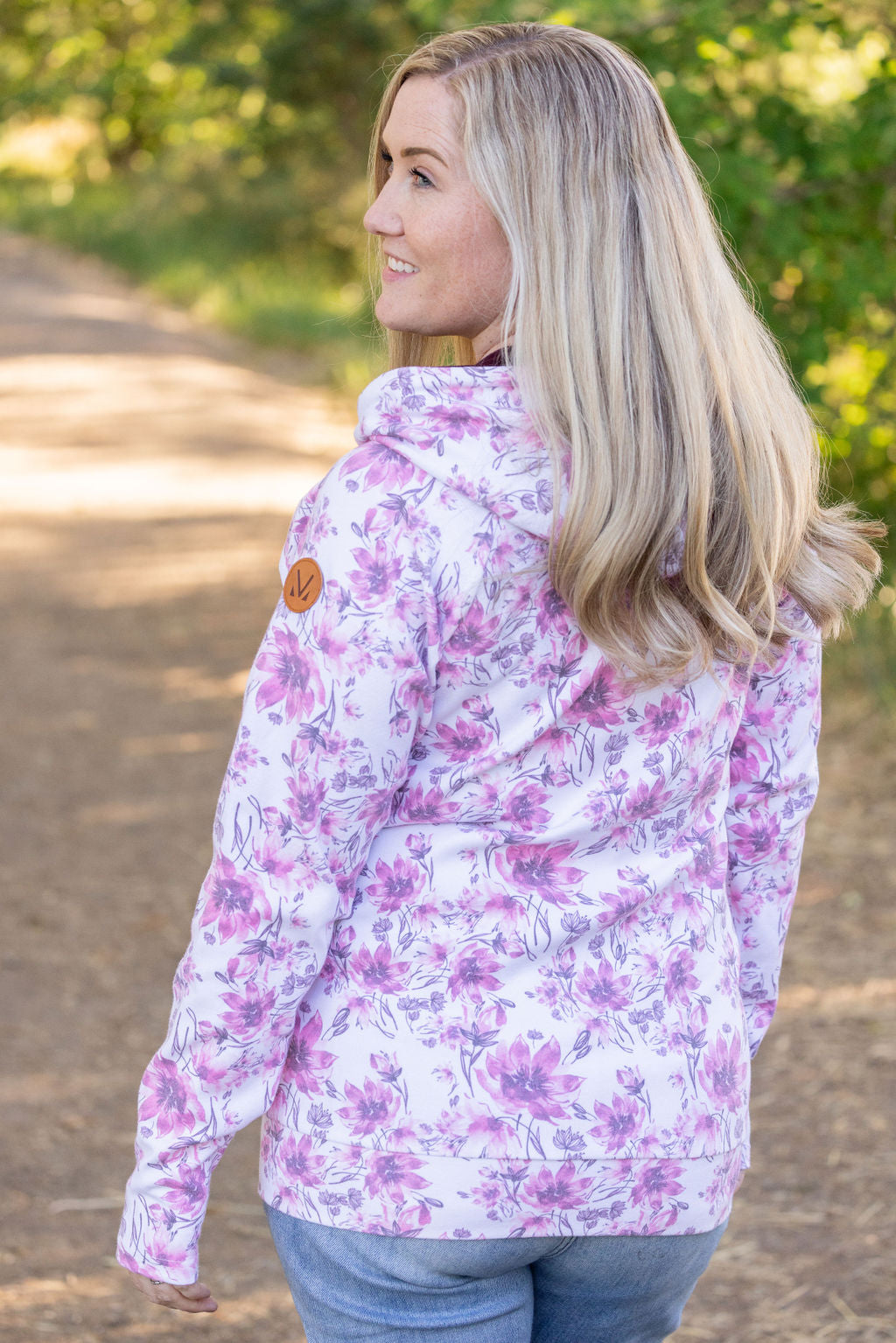 Michelle Mae Classic Fullzip Hoodie - Pink Floral and Burgundy