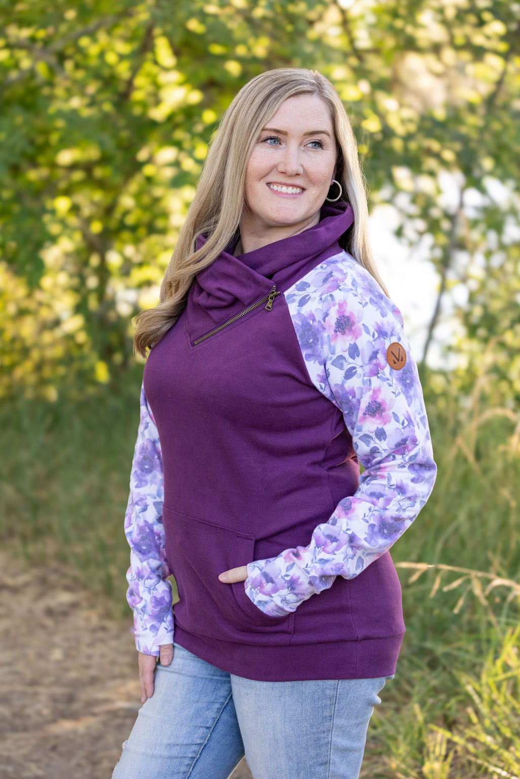 Michelle Mae Zoey ZipCowl - Plum and Purple Floral