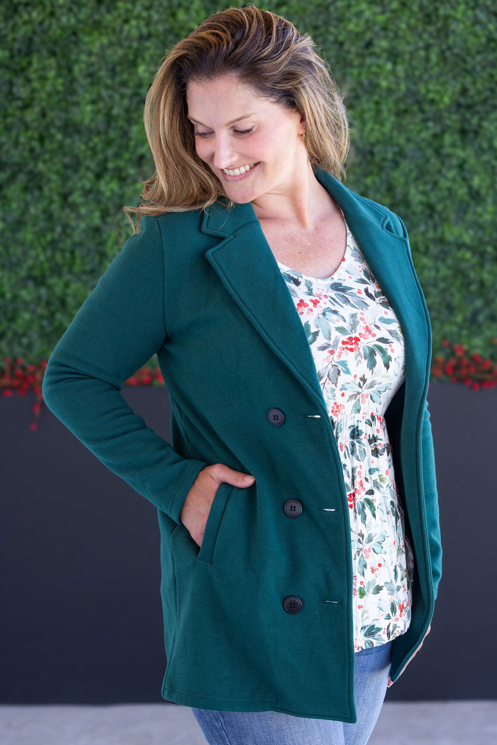 Michelle Mae Scarlett Sweater Jacket - Hunter Green