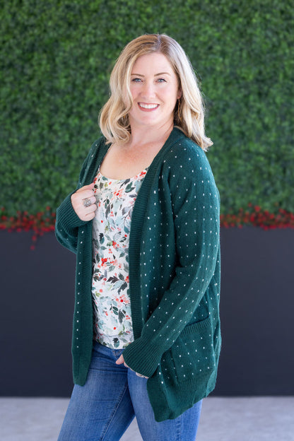 Michelle Mae Dalilah Dot Cardigan - Forest Green