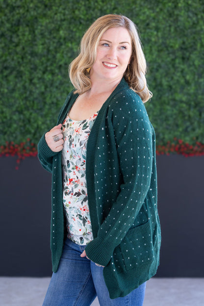 Michelle Mae Dalilah Dot Cardigan - Forest Green