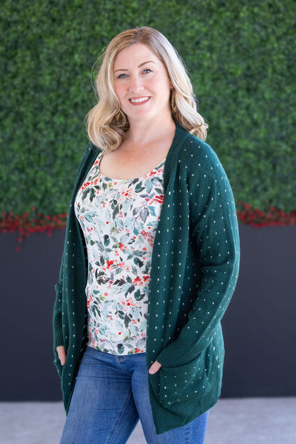 Michelle Mae Dalilah Dot Cardigan - Forest Green