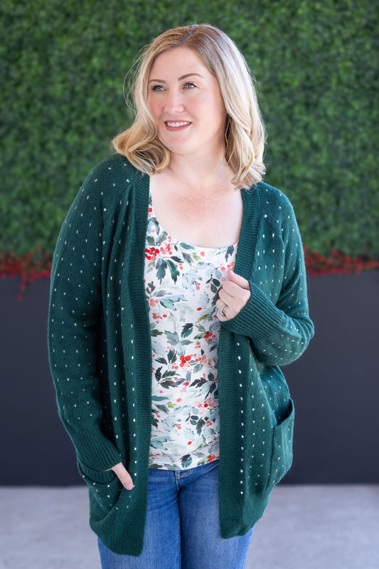 Michelle Mae Dalilah Dot Cardigan - Forest Green