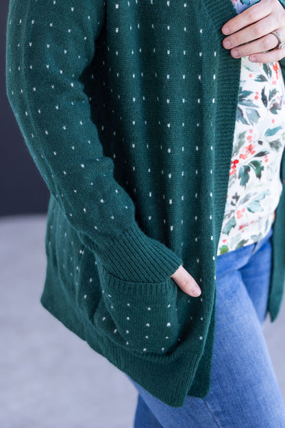 Michelle Mae Dalilah Dot Cardigan - Forest Green
