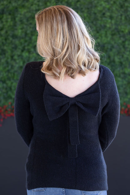 Michelle Mae Bridget Back Bow Sweater - Black