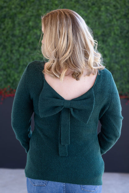 Michelle Mae Bridget Back Bow Sweater - Hunter Green