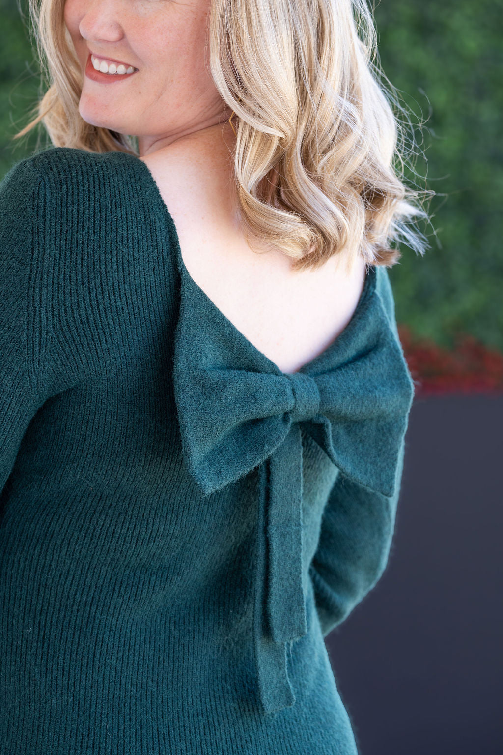Michelle Mae Bridget Back Bow Sweater - Hunter Green