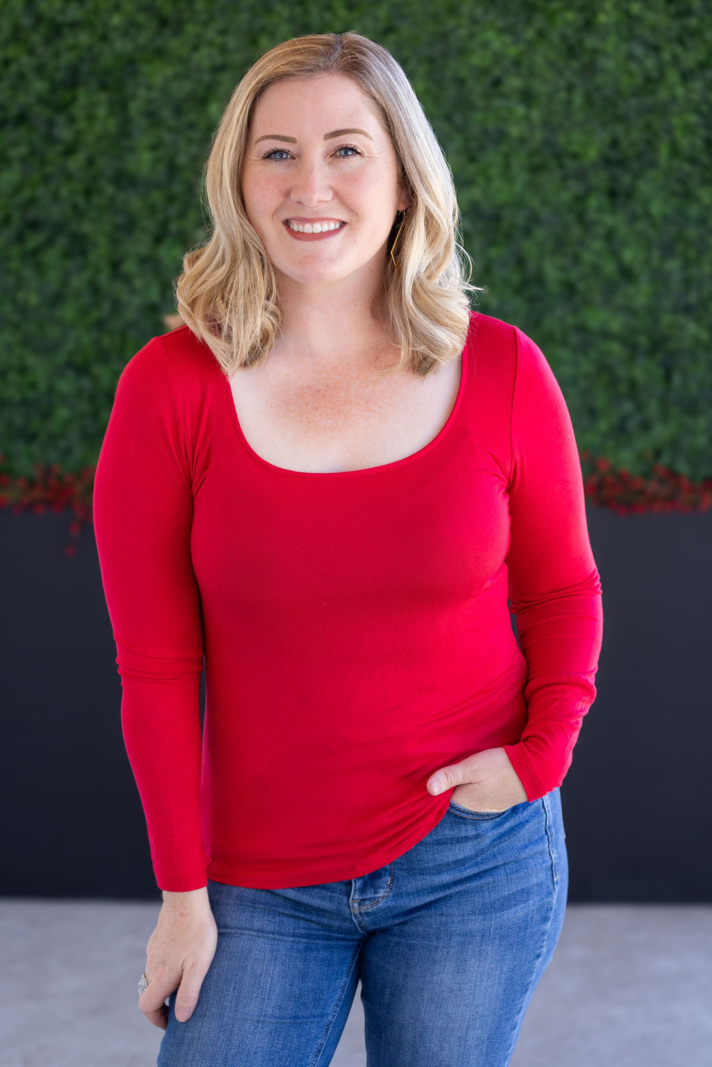 Michelle Mae Alyssa Long Sleeve Top - Red