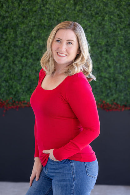 Michelle Mae Alyssa Long Sleeve Top - Red