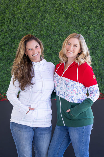 Michelle Mae Colorblock Fullzip - Red, Winter Berry, Evergreen