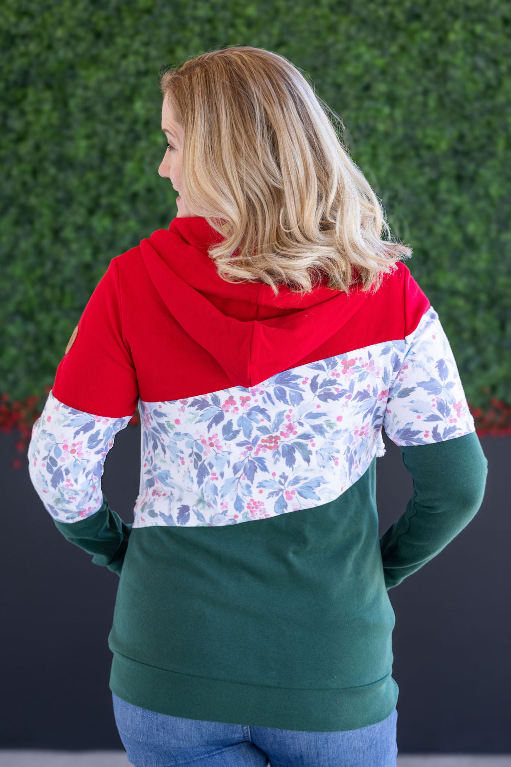 Michelle Mae Colorblock Fullzip - Red, Winter Berry, Evergreen
