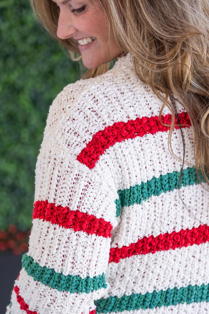 Michelle Mae Stripe Cardigan - Christmas Stripe