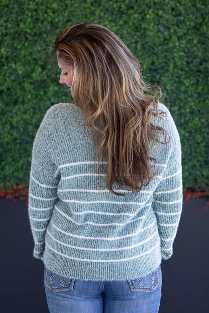 Michelle Mae Cozy Striped Sweater - Green