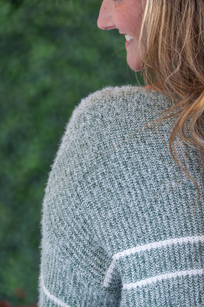 Michelle Mae Cozy Striped Sweater - Green