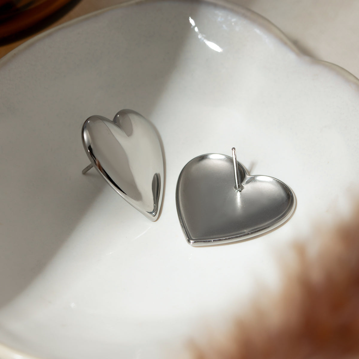 Stainless Steel Heart Stud Earrings **FINAL SALE**