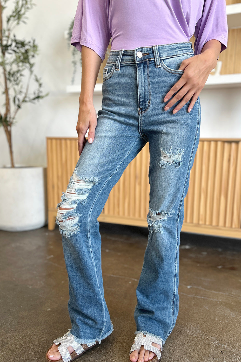 Anita's Raw Hem Bootcut Jeans