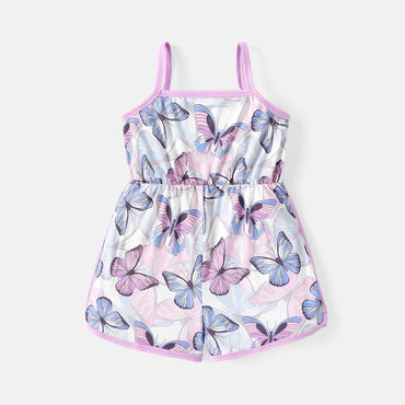 Toddler Girl Butterfly Print Cami Rompers