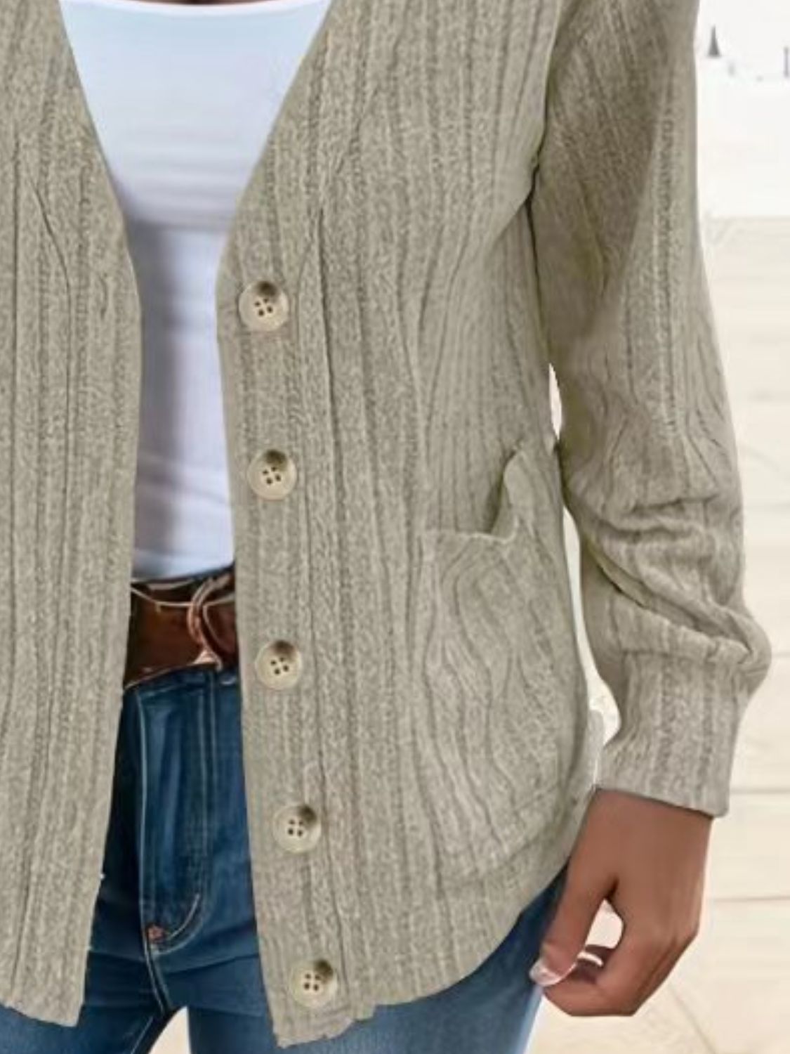 PREORDER - Cozy Layers Button Up V-Neck Long Sleeve Cardigan