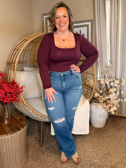 Michelle Mae Alyssa Long Sleeve Top - Pink Bloom