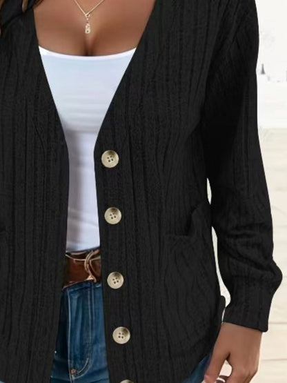 PREORDER - Cozy Layers Button Up V-Neck Long Sleeve Cardigan