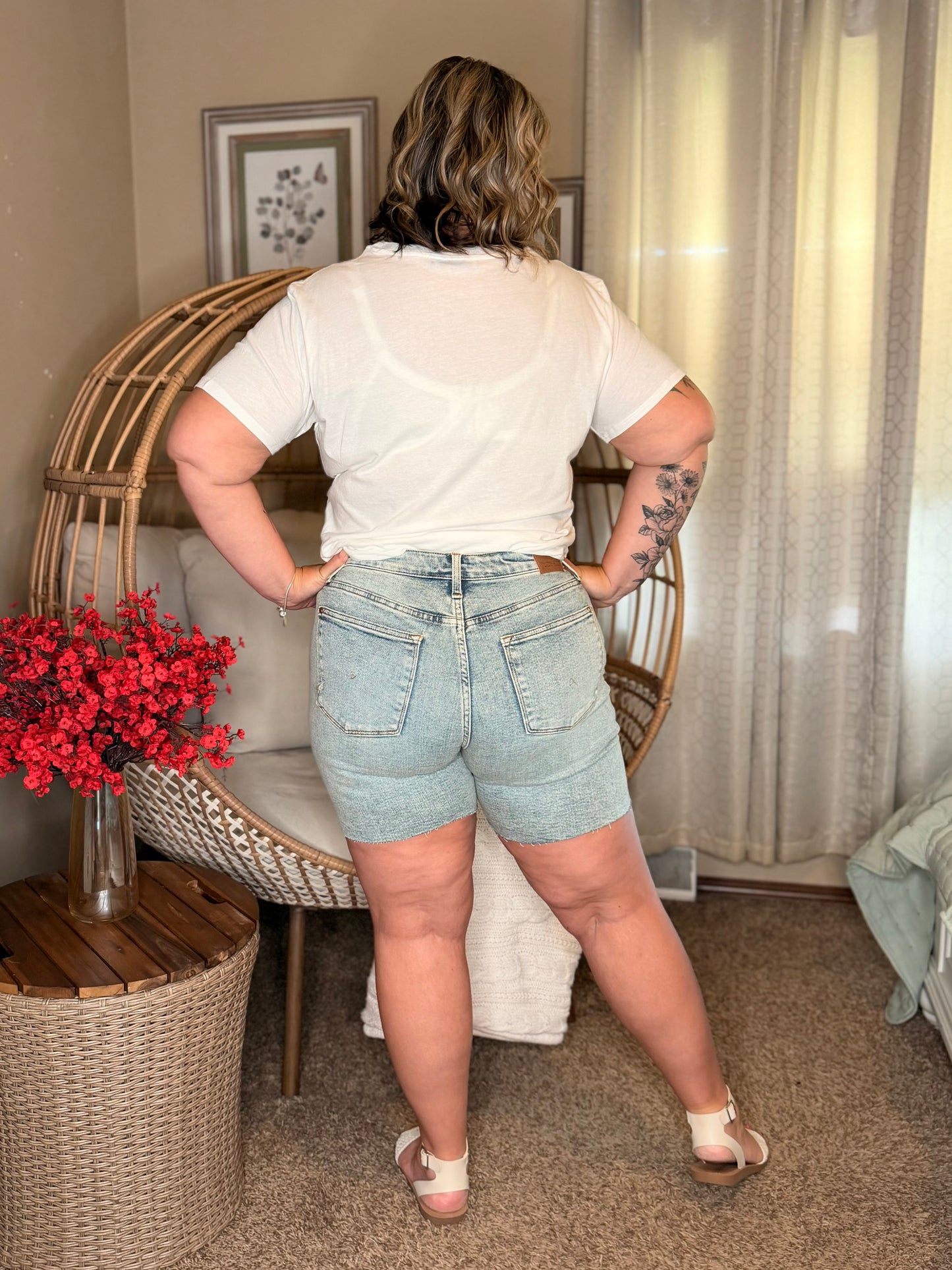 Cindy High Rise Mineral Wash Distressed Boyfriend Shorts