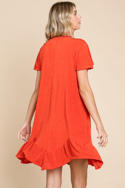 Get Notched Short Sleeve Dress (scarlet)