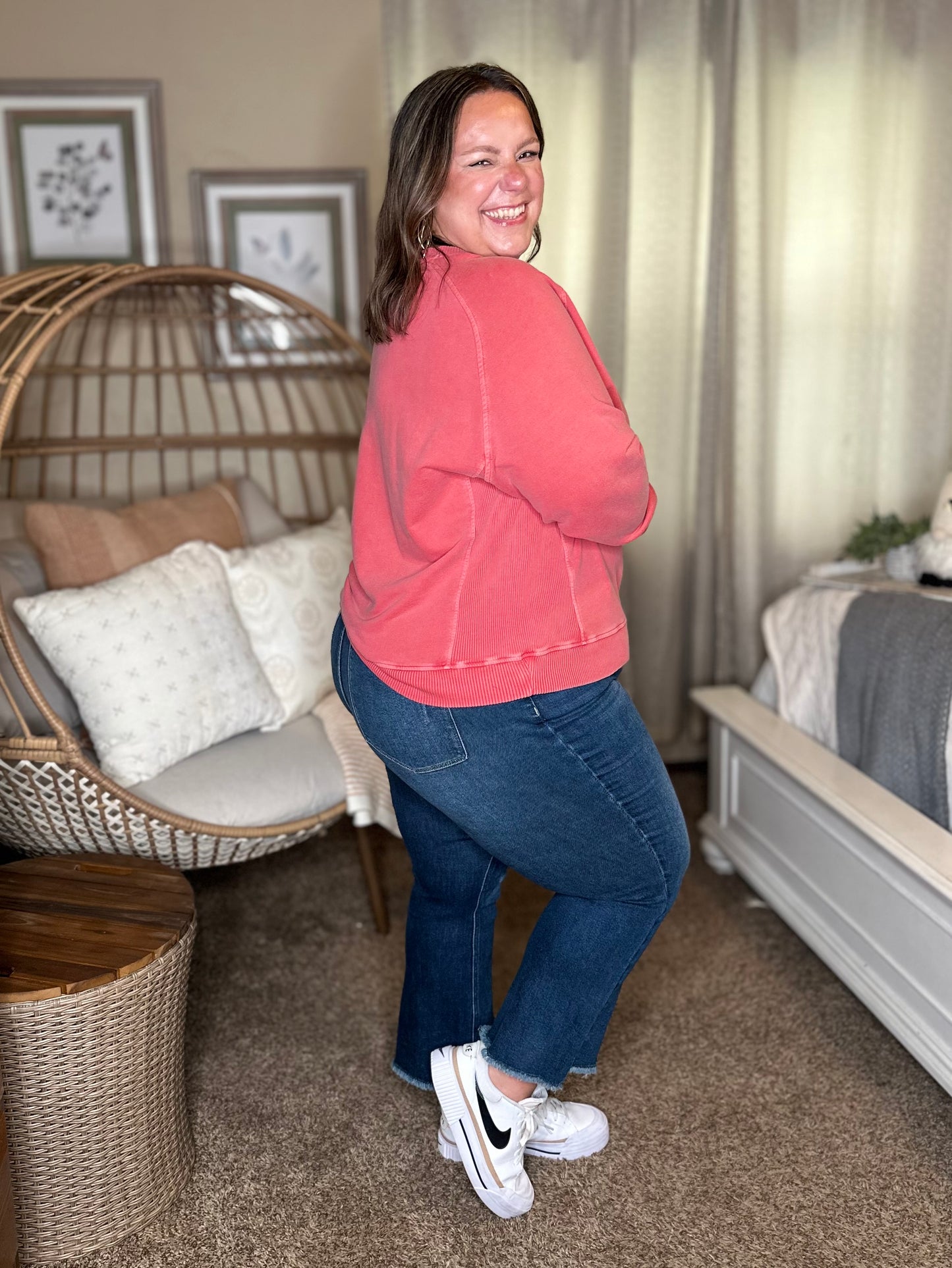 Daily Ease Mineral Wash Pullover in Ruby