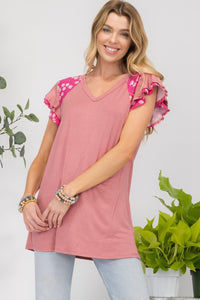 Yesteryears Dainty Floral Short Sleeve Top