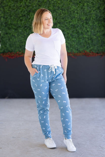 Michelle Mae Classic Joggers - Teal Ribbons