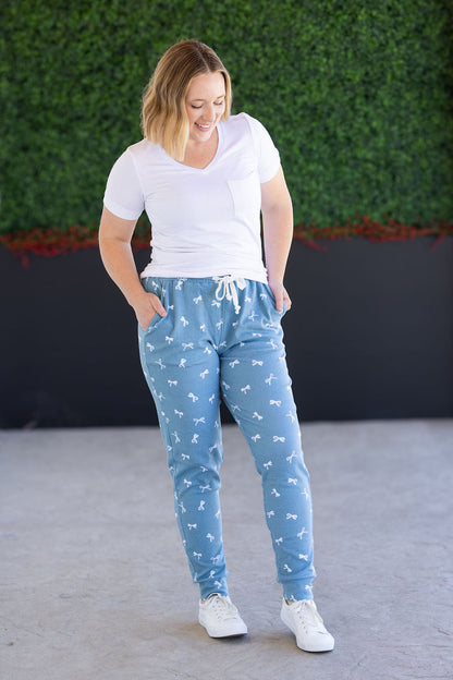 Michelle Mae Classic Joggers - Teal Ribbons
