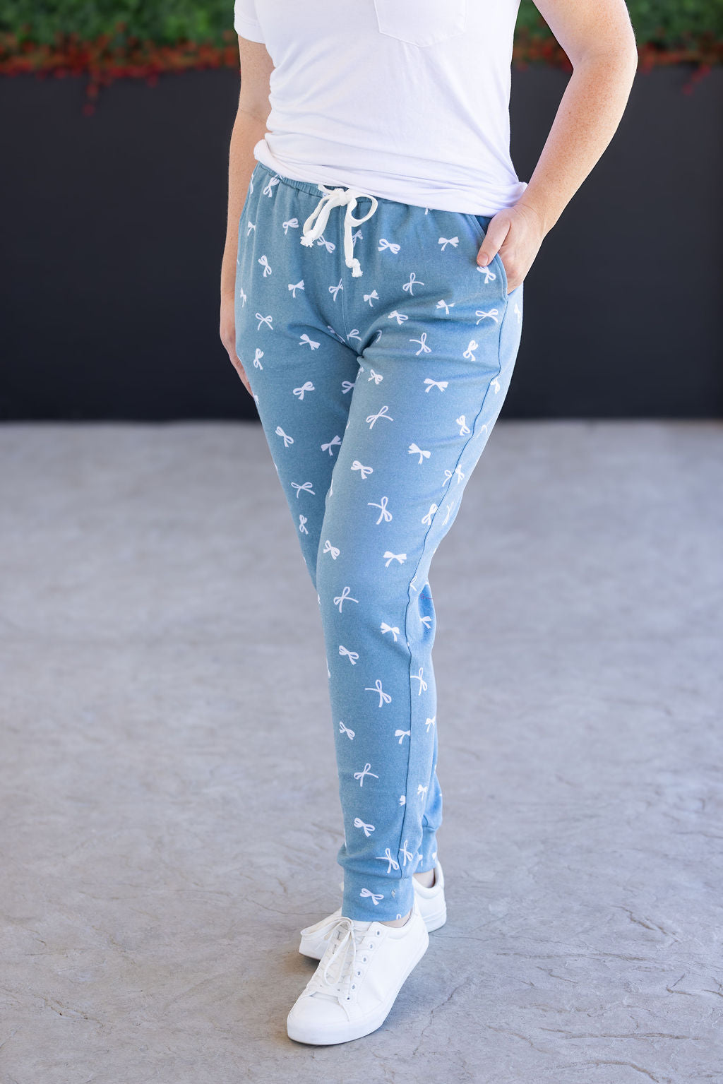 Michelle Mae Classic Joggers - Teal Ribbons