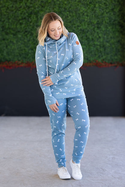 Michelle Mae Classic Joggers - Teal Ribbons