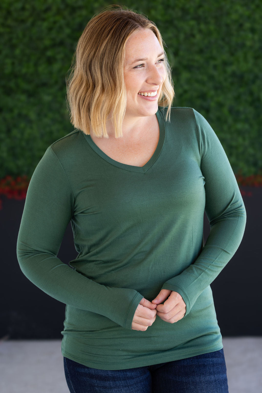 Michelle Mae Larissa Long Sleeve - Forest Green
